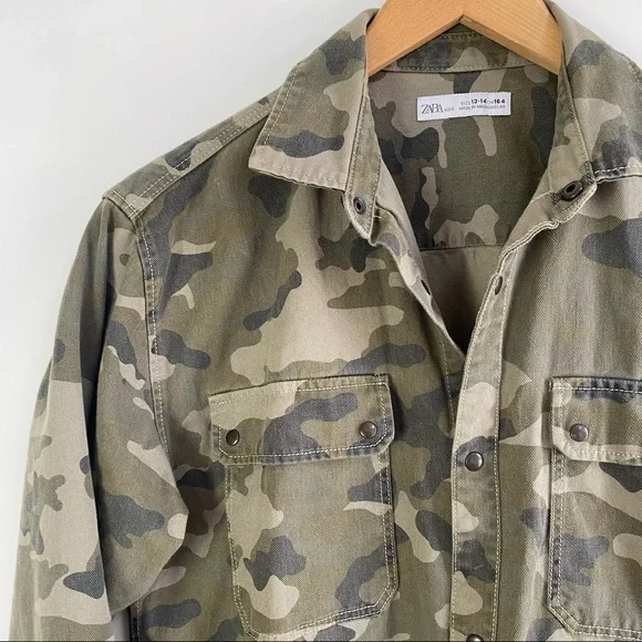 Zara Lightweight Camo Military Jacket 13-14 - Picture 5 of 9